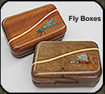Fly fishing lure boxes by Jim Cutting.